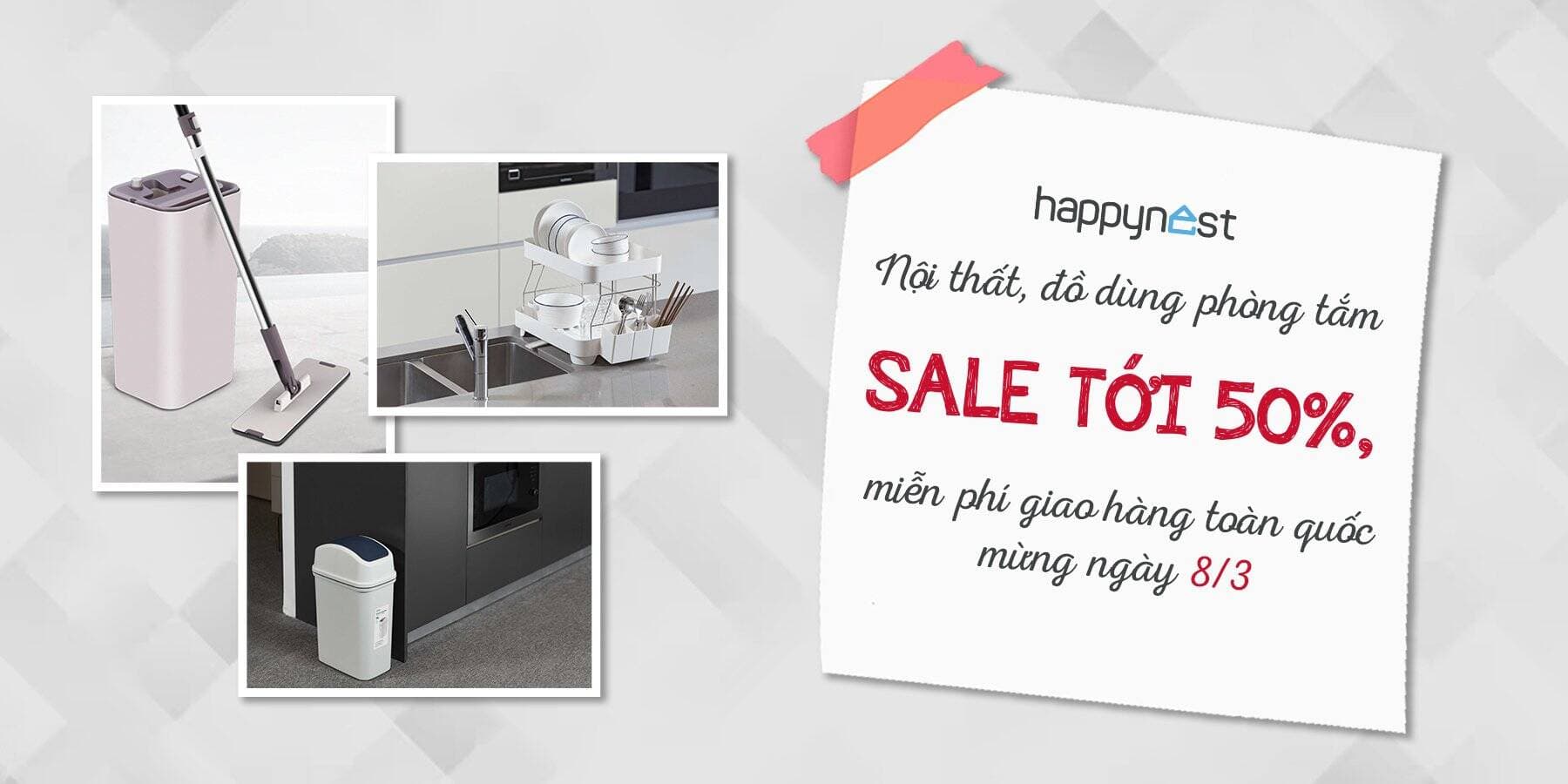 Nội thất, đồ dùng phòng tắm sale tới 50%, miễn phí giao hàng toàn quốc mừng ngày 8/3
