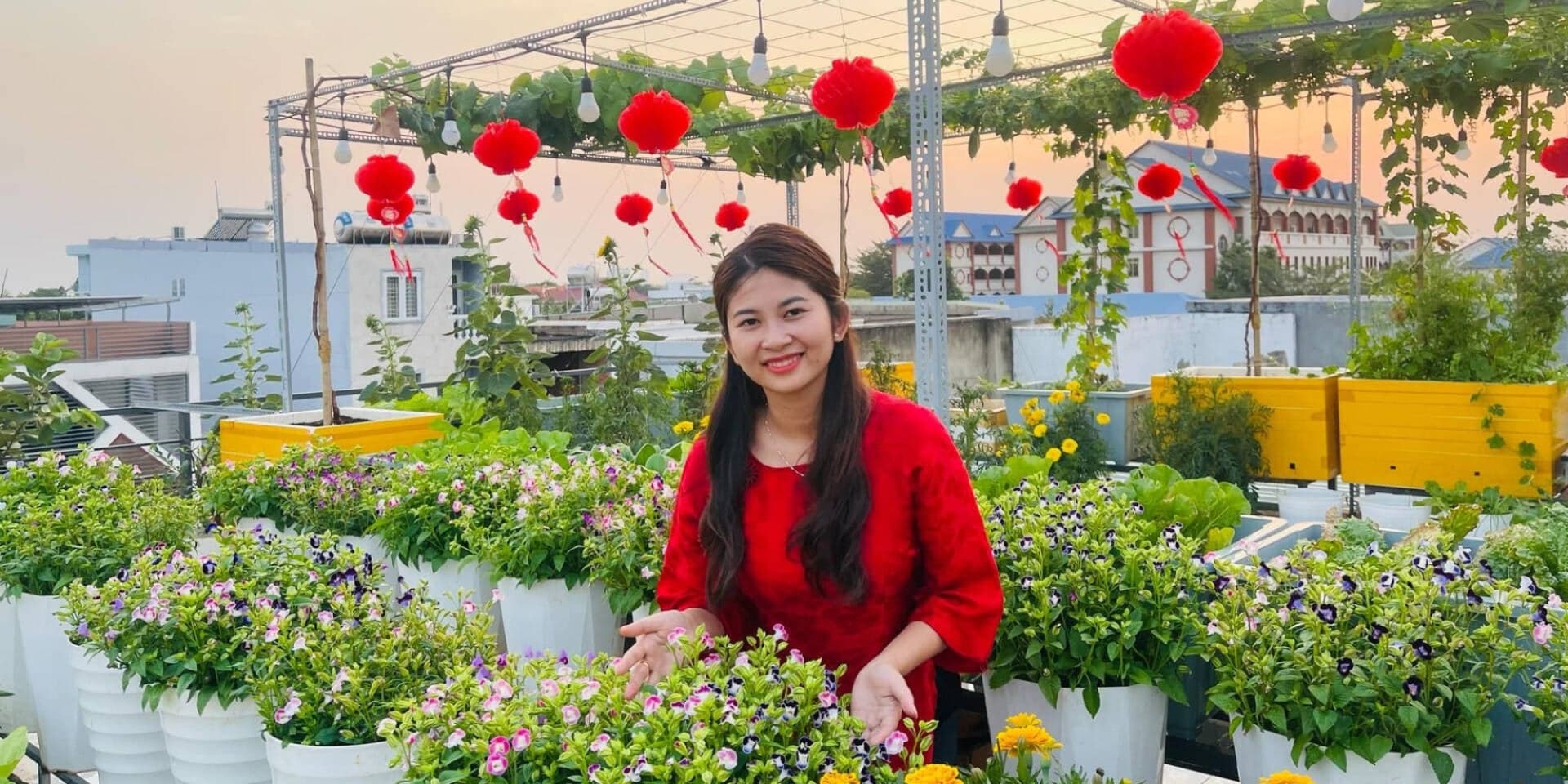Chi 30 triệu làm vườn sân thượng 80m2, cô gái 9x thu về rau quả ăn quanh năm