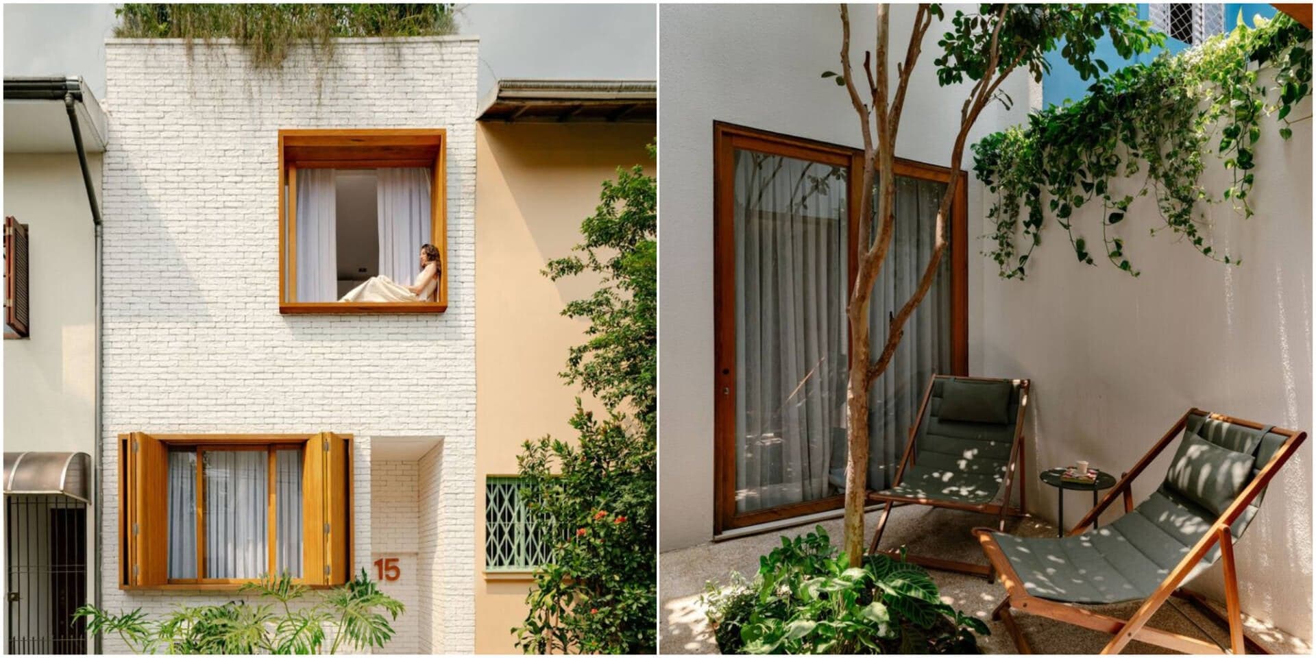 Nhà ống 4x18 chia đôi thành hai khối, mái trượt tự động đón sáng cho cặp vợ chồng vận động viên