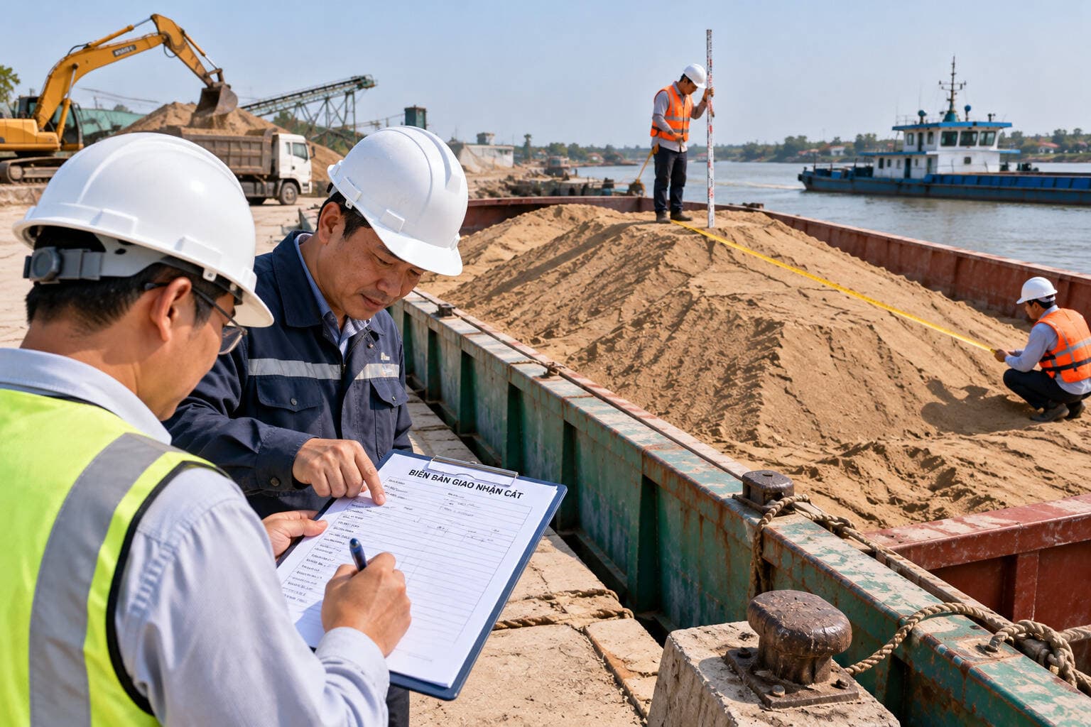 Cách đo khối lượng cát trên xà lan và công thức hướng dẫn thực tế dễ áp dụng