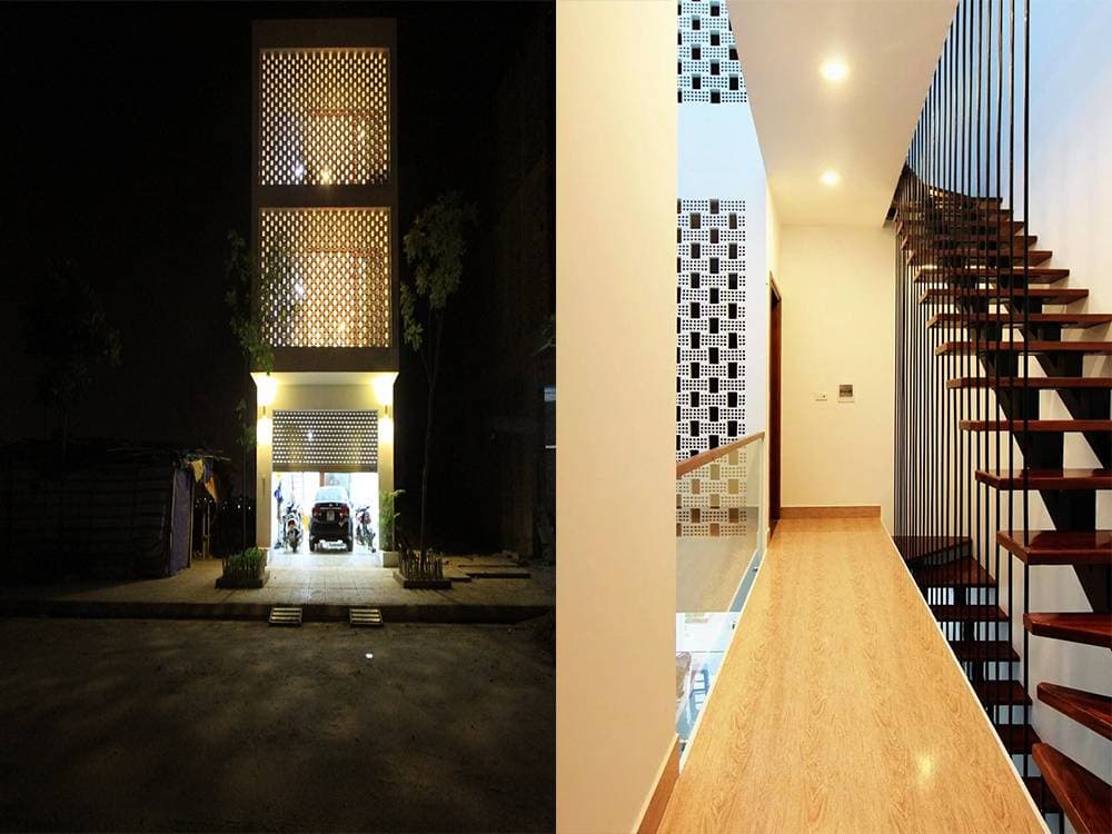 21 House - Ngôi nhà hướng Tây ở Thanh Hoá với mặt tiền ghép từ các khối gạch rỗng để tạo ô thoáng