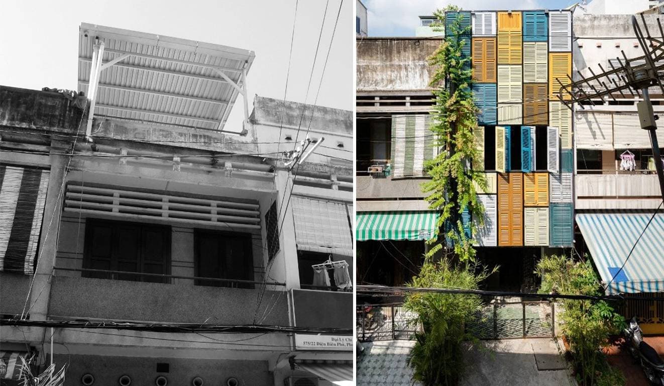 Cải tạo mặt tiền để cản bụi và giảm thiểu tiếng ồn vào nhà
