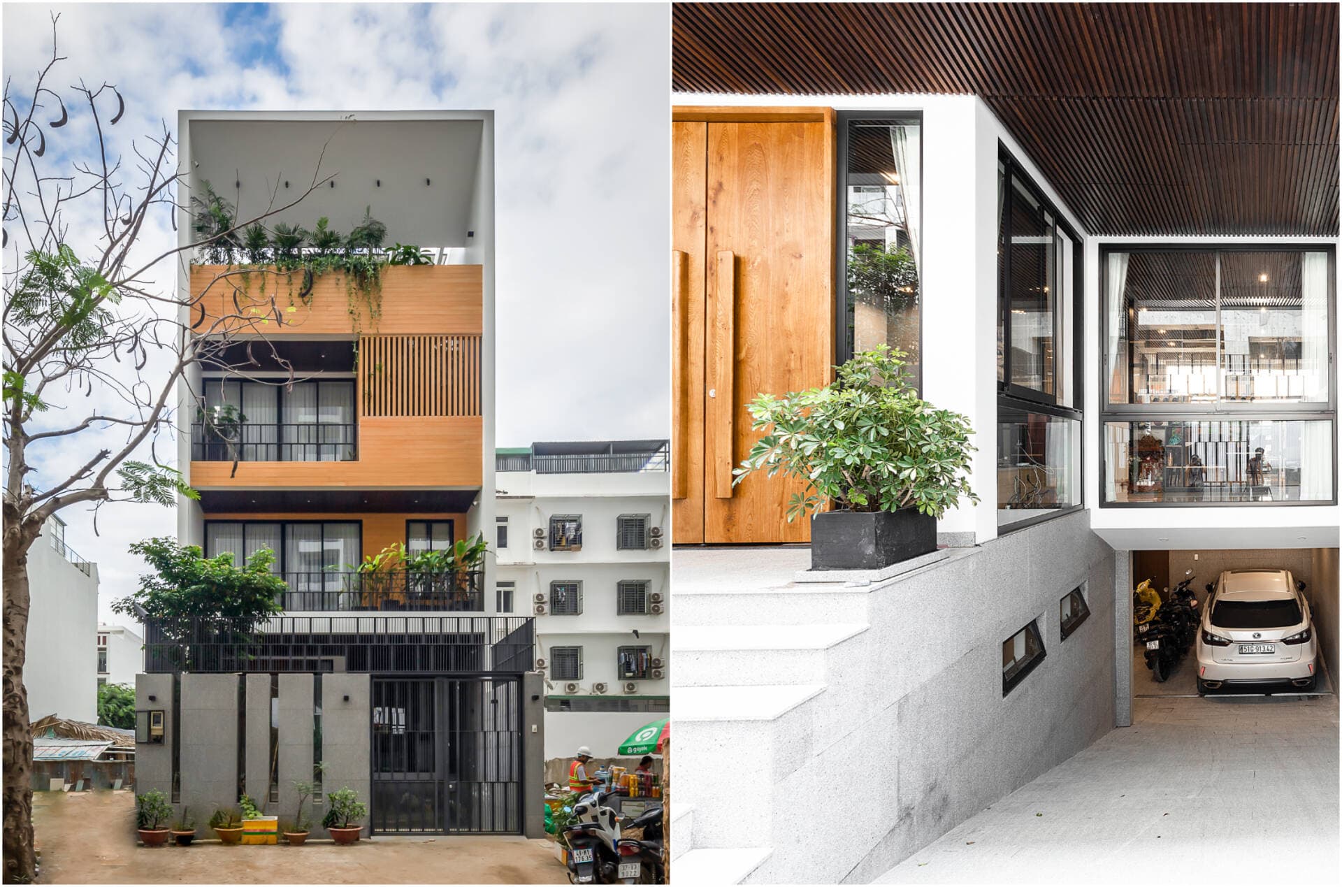 Nhà phố 4 tầng, có thang máy và hầm để xe để thuận tiện cho việc di chuyển của gia đình 3 thế hệ