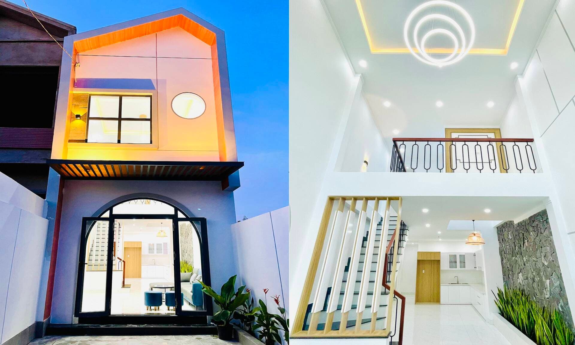 Nhà 70m2 1 tầng 1 lửng thiết kế đến 3 giếng trời của gia đình 3 thế hệ tại Đồng Nai