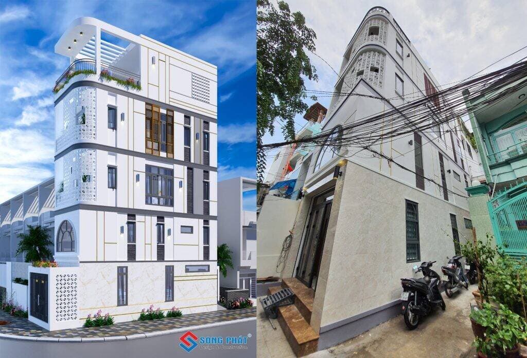 Nhà 2 mặt tiền 4 tầng hiện đại với thiết kế trẻ trung cho gia đình trẻ