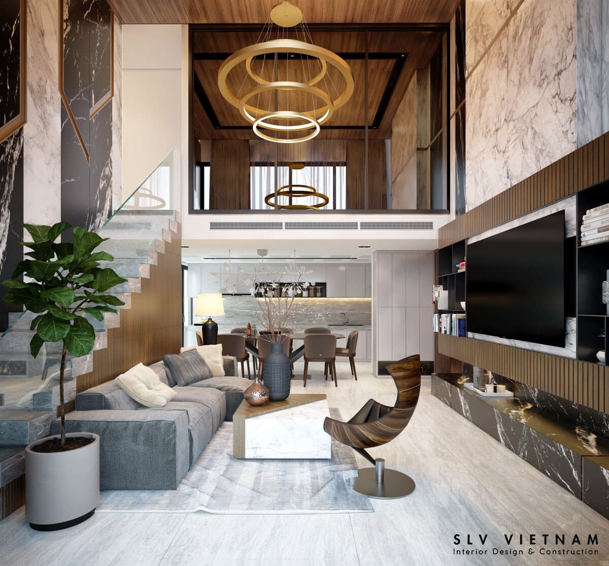 Thiết kế nội thất căn hộ Duplex The View Riviera Point ấn tượng