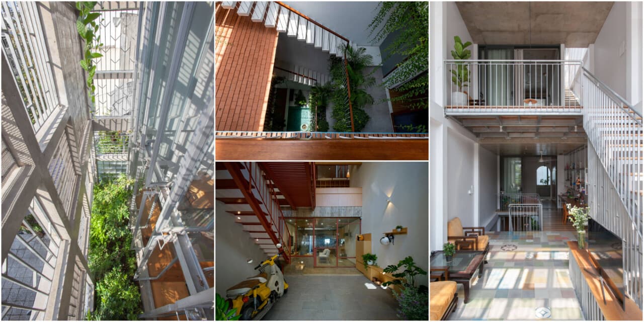 Thiết kế thông tầng cho nhà ống 4 tầng, vừa điều hoà không khí tốt, vừa tăng kết nối các thành viên