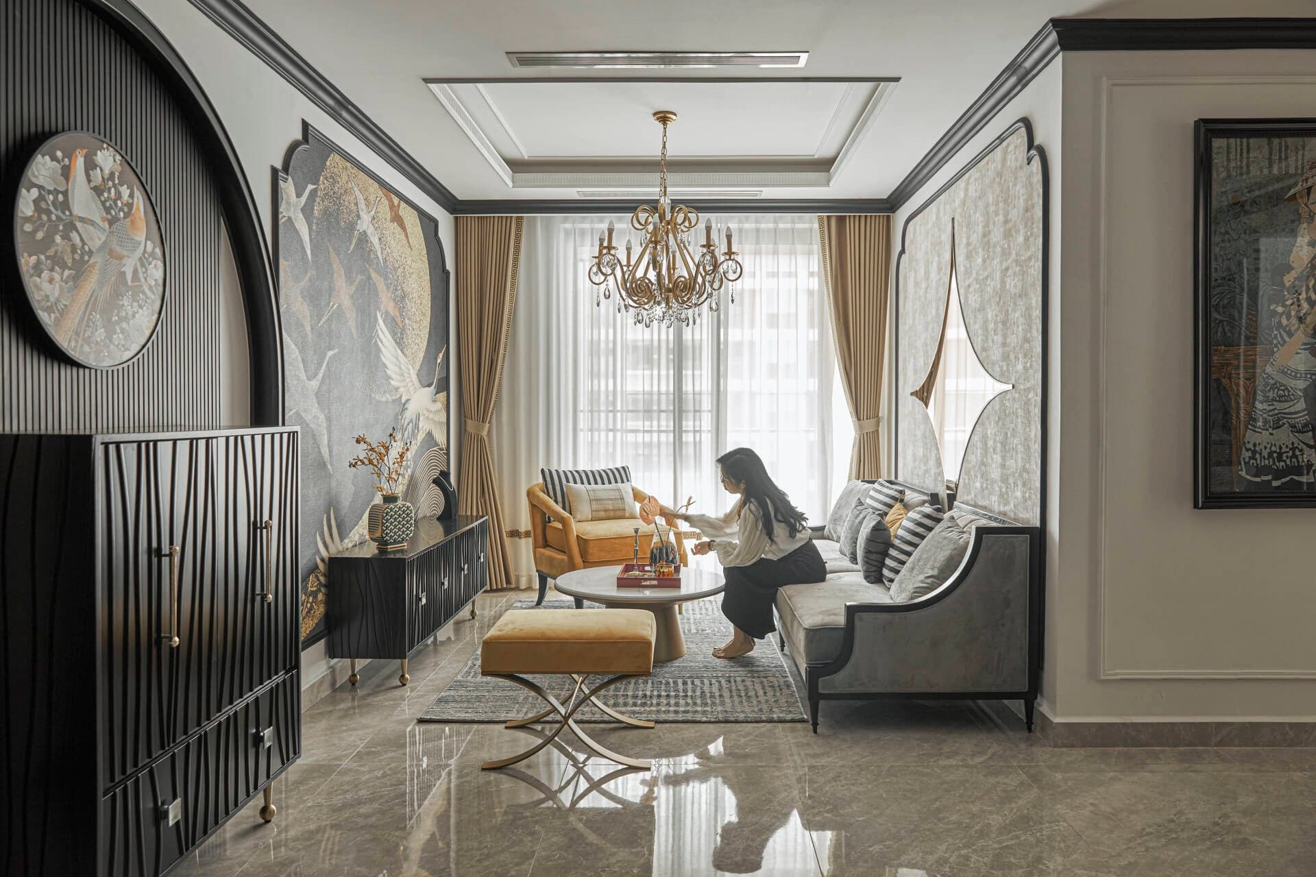 Căn hộ 127m2 phong cách Indochine, phảng phất nét đẹp cung đình