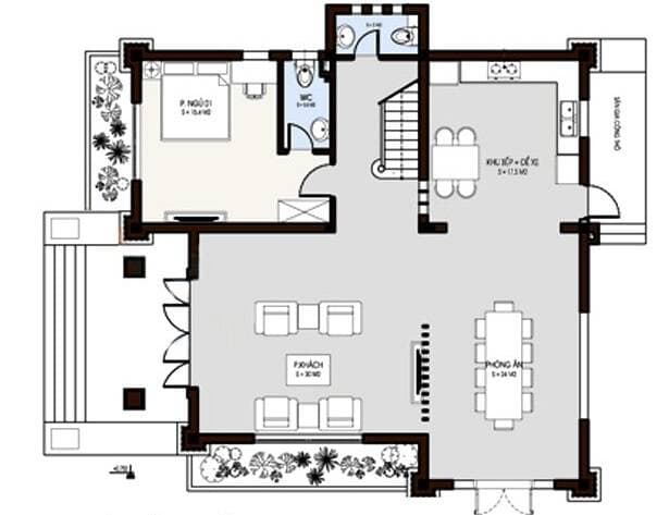 KTS tư vấn thiết kế biệt thự 3 tầng trên diện tích đất 120m2 cho gia đình 3 thế hệ