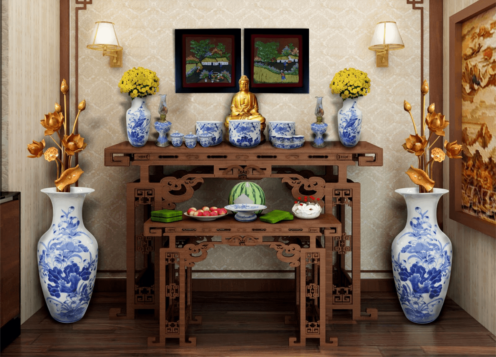 Mách bạn nguyên tắc “5 không nên đặt – 3 không thể thiếu” ở trên bàn thờ
