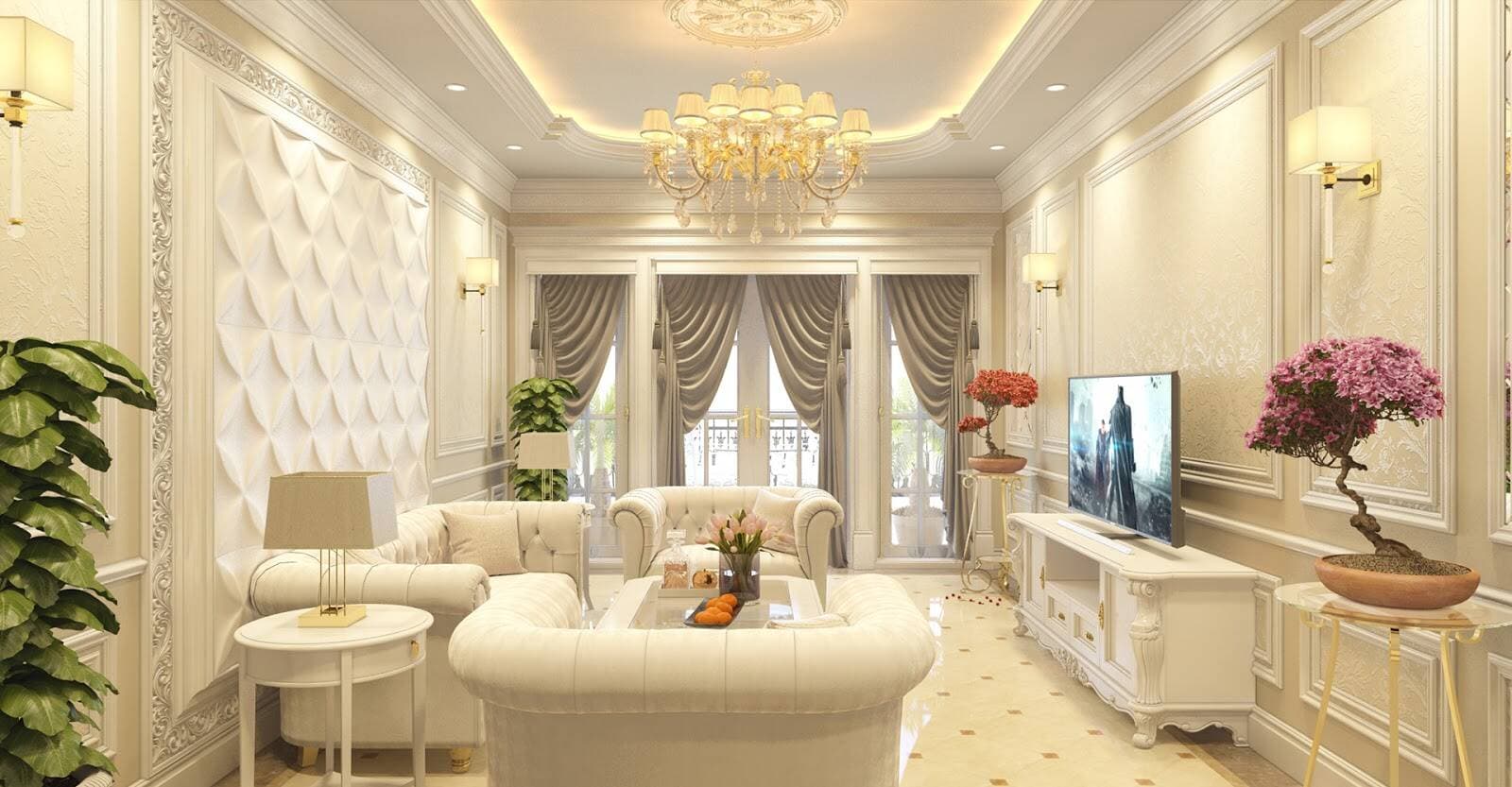 Đừng bỏ qua 5 lưu ý này nếu muốn thiết kế phòng khách nhà ống theo phong cách tân cổ điển