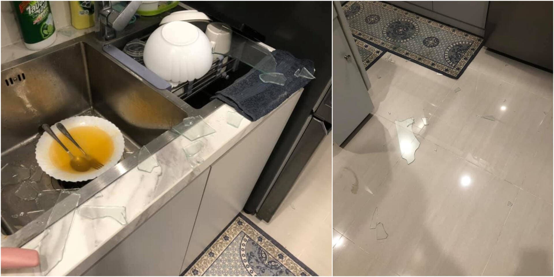 Gia chủ Việt hốt hoảng vì kính tủ úp chén bát đột nhiên vỡ toang