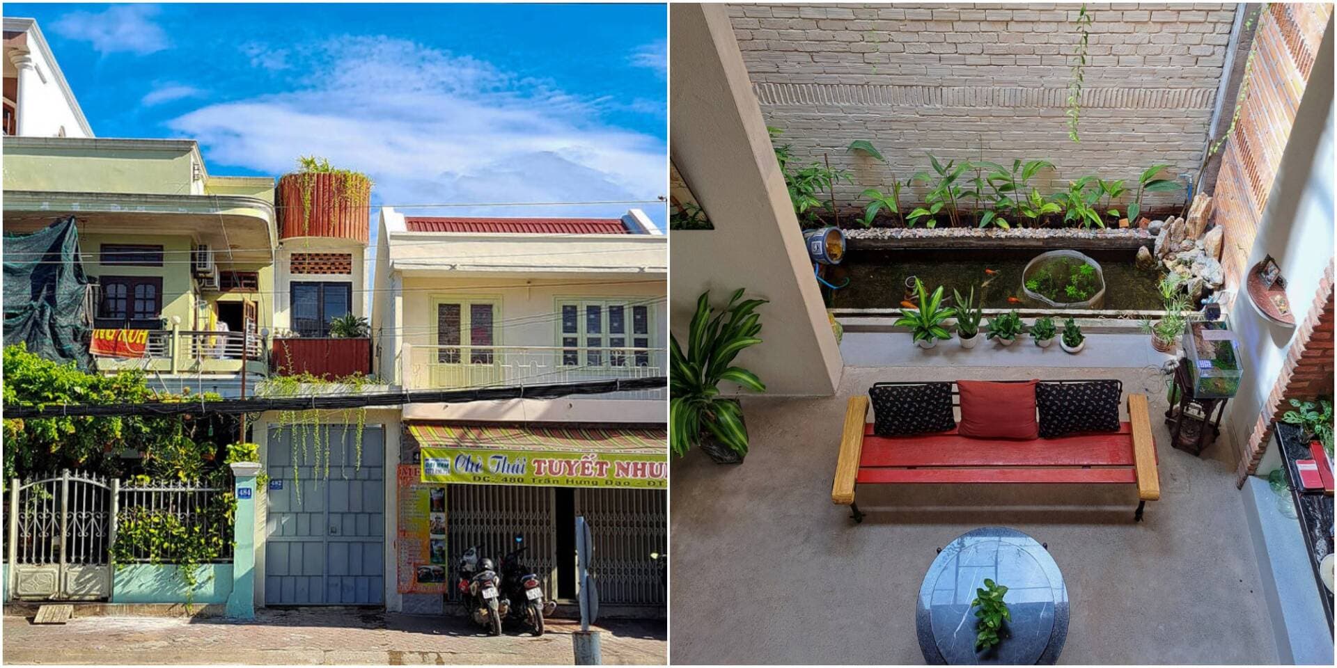 Nhà ống có hồ cá và cây xanh, là tổ ấm 5 người con cùng thiết kế dành tặng bố mẹ tại Phan Thiết