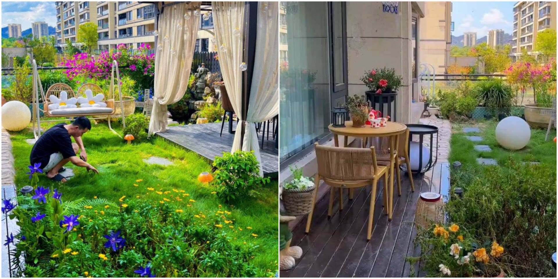 Ông bố tự thiết kế sân vườn 120m2 để con có chỗ vui chơi và nuôi thỏ