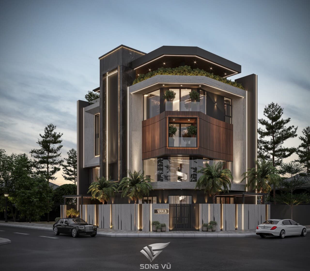 Biệt thự Linnie Phan Villa hơn 1000m2 phong cách hiện đại 5 tầng tại lô góc với cấu trúc mạnh mẽ và công năng vượt trội