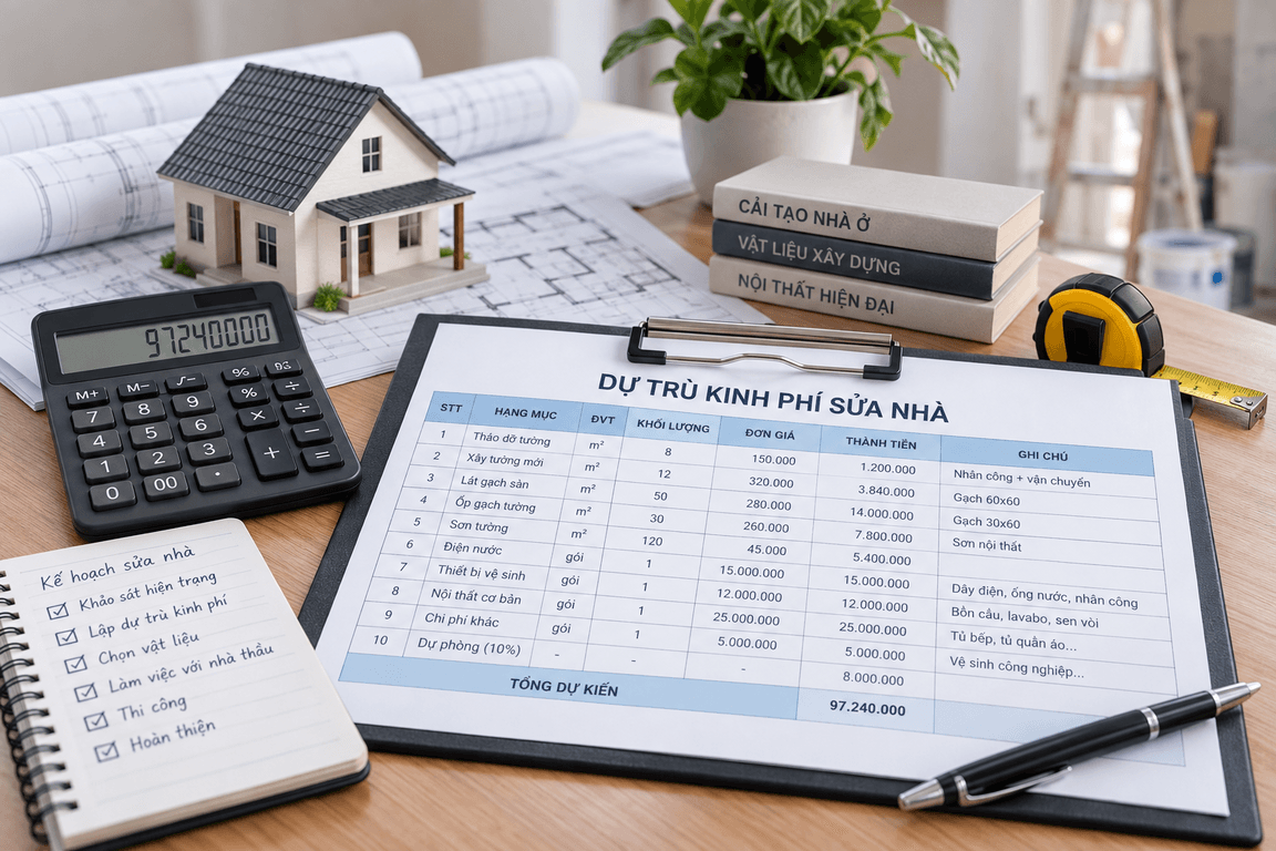 Dự trù kinh phí sửa nhà là gì? Gợi ý mẫu dự trù kinh phí sửa nhà chi tiết