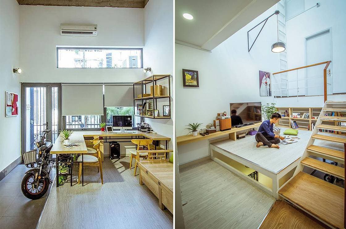 Nhà phố 2 tầng 44m2 tối ưu công năng bằng giải pháp không bố trí phòng khách