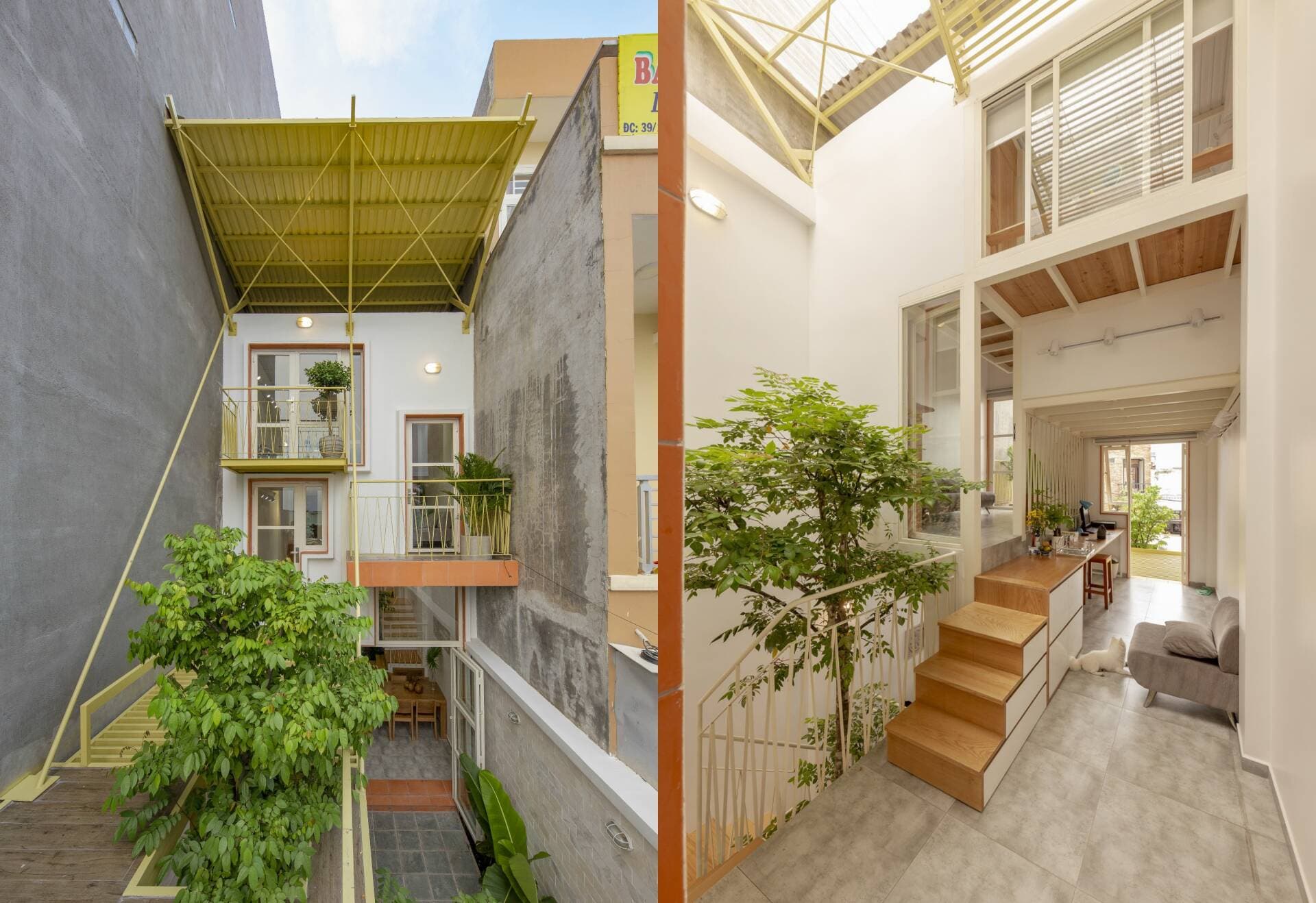 Nhà Hai Mái Tôn - Giải pháp chống nóng của ngôi nhà ống 4x17m