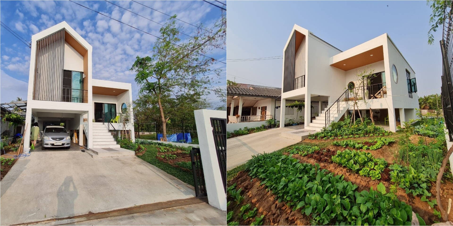 Nhà ở quê xây trên mảnh đất 160m2, thiết kế lệch tầng và hầm nổi để tối ưu công năng, chi phí khoảng 1,5 tỷ đồng