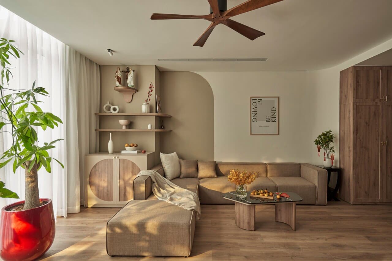 Căn hộ 155m² với gam màu beige, kem chưa bao giờ hết hot