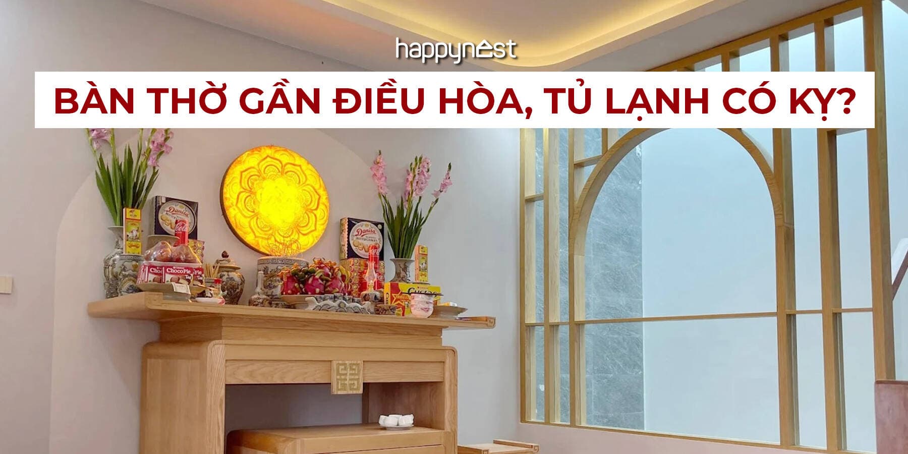 Bàn thờ đặt gần tủ lạnh, điều hòa hoặc máy giặt có sao không? Cách chọn vị trí đúng cho nhà hiện đại