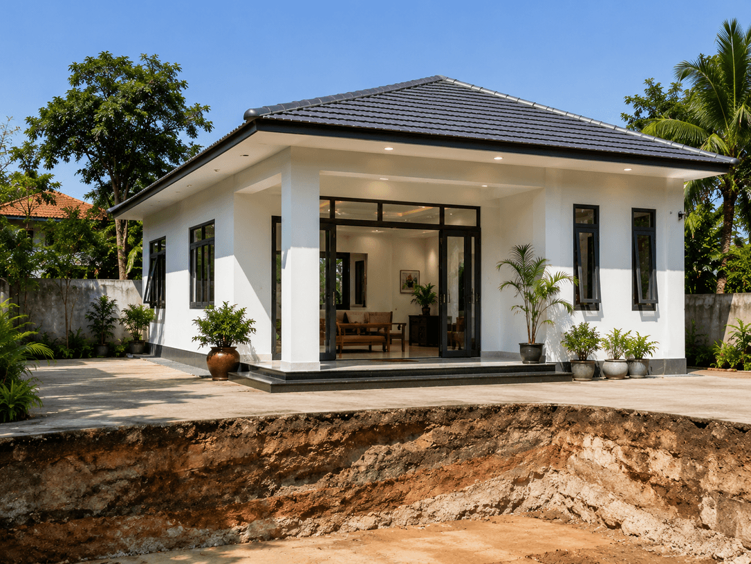 Xây nhà cấp 4 không đổ cột có an toàn không?