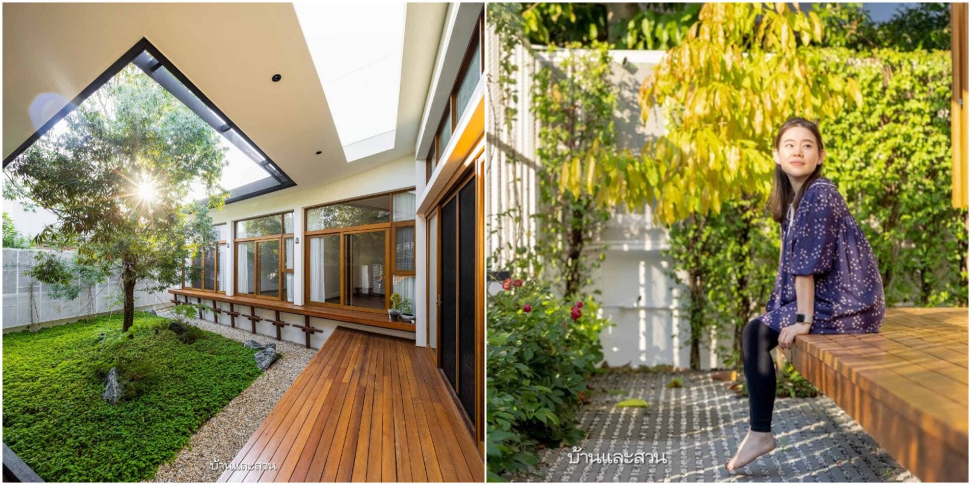 Nhà 1 tầng làm hệ mái chữ C để giảm áp lực nước mưa chảy xuống sân trong, tránh phiền phức sinh hoạt