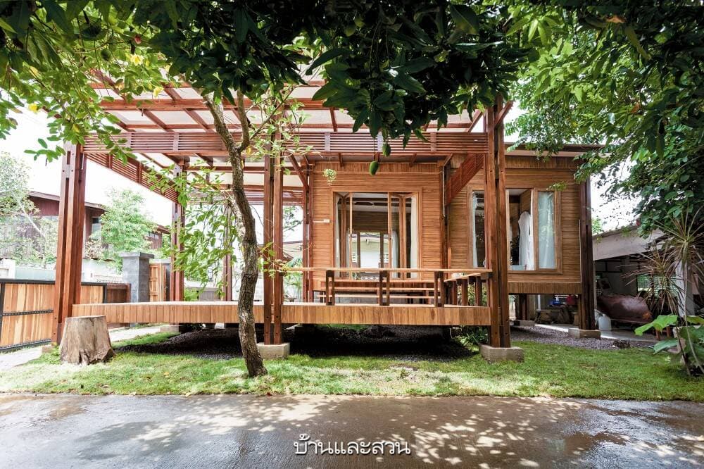Nhà gỗ 1 tầng có thể tháo rời linh hoạt với không gian mở liền mạch, không có tường ngăn phòng