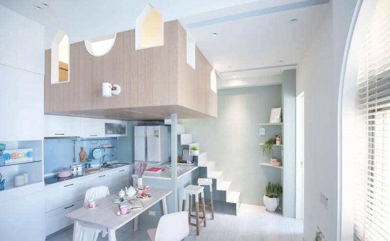 Căn hộ 49m2 thiết kế không phòng khách, làm gác lửng để tối ưu không gian
