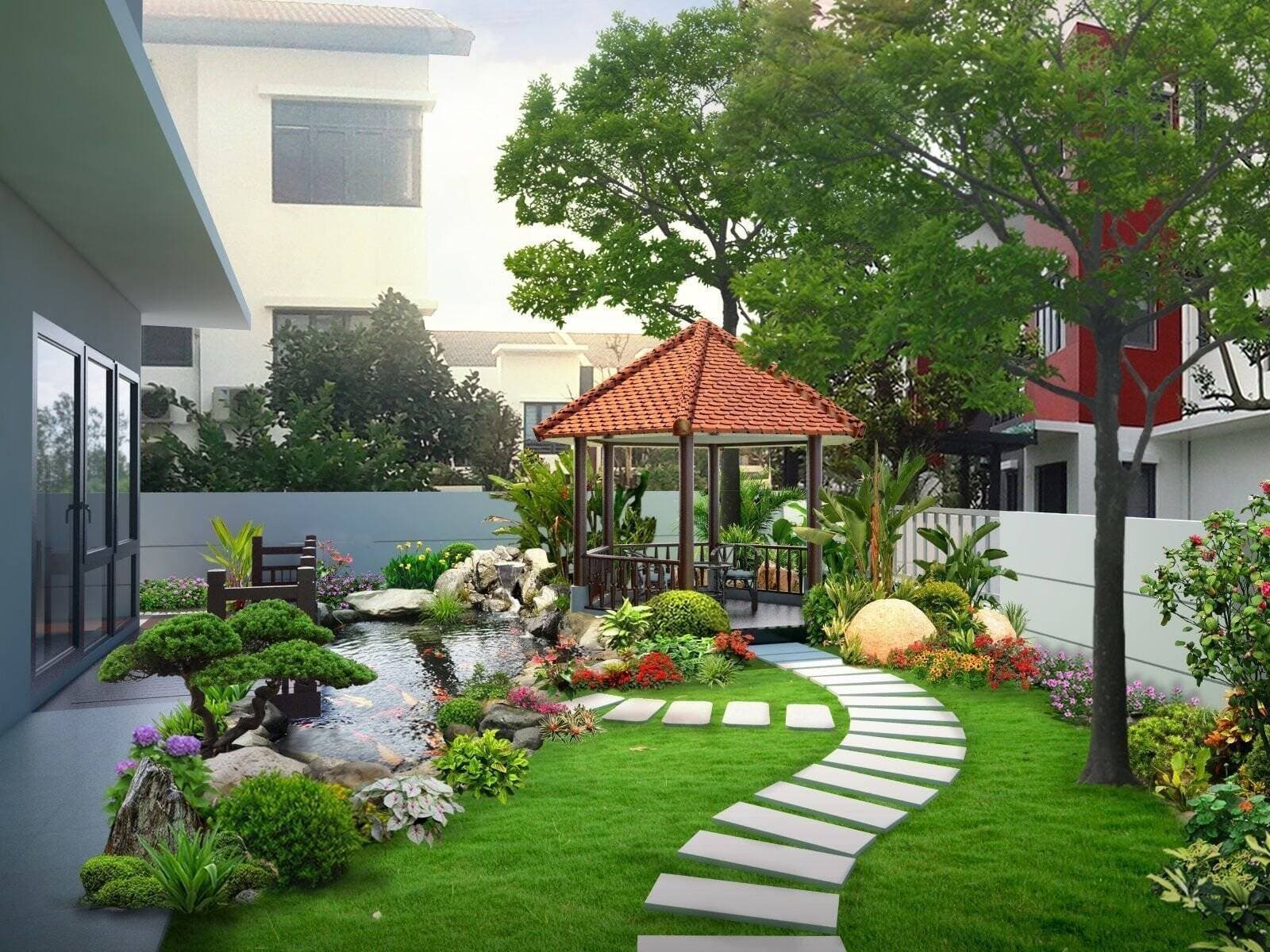 Hướng dẫn tự làm sân vườn đẹp tại nhà 2026 kèm ảnh thực tế