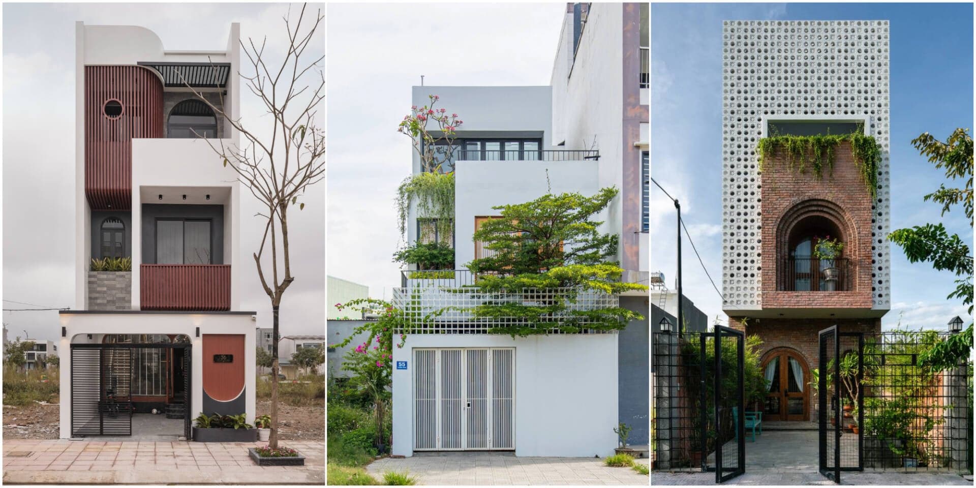 10 mẫu nhà ống hiện đại, sử dụng hình khối, vật liệu ở mặt tiền để tạo nét riêng độc đáo